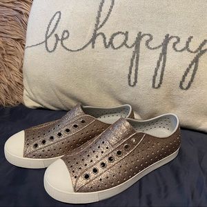 Native Womens Shoes- Gold Glitter Size 8